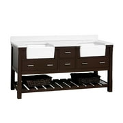 Charlotte 72" Double Farmhouse Bathroom Vanity with Chocolate Cabinet & Quartz Top