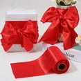 thumbnail image 3 of 22 Yards 4 Inch Red Polyester Satin Ribbon Silk Double Faced Extra Wide Large Thick Solid Fabric Ribbons Bulk for Sewing Making Crafts Gift Wrapping Flower Bouquet Party Birthday DIY, 3 of 8