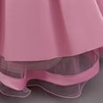 thumbnail image 6 of LEKWK Girls Princess Gown Long Sleeve Lace Satin Formal Midi Dress Bow Waist Tiered Tulle Wedding Flower Girl Dress for Pageant Host Recital Birthday Party, 6 of 8