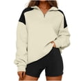 thumbnail image 2 of BSDJILFG Long Sleeve Sweatshirts for Women Quarter Zip Up Athletic Top Color Blocked Loose Fit Patchwork Pullovers, 2 of 9