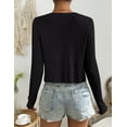 thumbnail image 5 of Women's Tie Front Long Sleeve Rib Knit Shrug Sweaters Cardigan Crop Top, 5 of 6