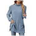thumbnail image 1 of Nouveau Chandail à Col Roulé Mi-Haut Manches Longues Ample avec Poche Fendue pour Femmes, 1 of 6