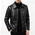 thumbnail image 5 of Ecqkame Mens Leather Jackets Vintage Lapel Pu Zip Up Fit Bomber Jacket Casual Everyday Versatile Street Outerwear Black XXXL, 5 of 9