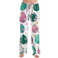 thumbnail image 4 of Easter Womens Pajama Pants Elastic Waist Bunny Rabbit Easter Egg Print Loungewear Wide Leg Casual Fit Casual Lounge Pants Drawstring Festival Sleep with Pockets Pants, #506 Yellow XXL, 4 of 6