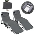 thumbnail image 1 of Costway Lot de 2 Chaises Longues Pliantes d'Extérieur à 4 Positions avec Repose-Pieds Réglable Gris, 1 of 8
