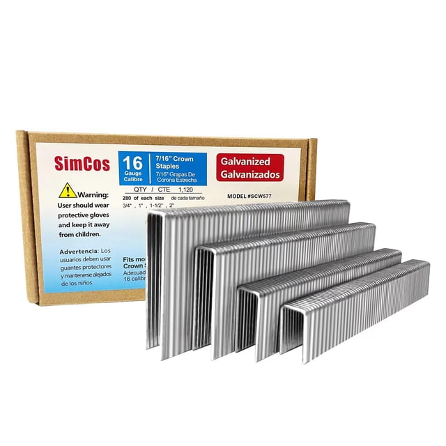 Grapas SimCos SCW577 calibre 16 corona 7/16" galvanizadas