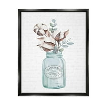 Stupell Industries Rustic Brown Flower Plant Sprigs Vintage Jar Cursive Graphic Art Jet Black Floating Framed Canvas Print Wall Art, Design by Lettered and Lined