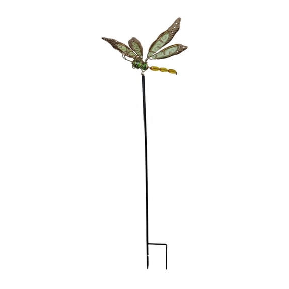 CarpNettore Dragonfly Garden Stake Fairy Garden Accessory Outdoor Decoration with Light Wing Green