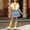 Yellow, variant on Daiosportswear Girls 4 Piece Summer Outfit Set, Crew Neck Tee Detachable Scarf Tiered Ruffle Denim Skirt Knee High Socks for 3-16Y Yellow 15-16 Years