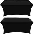 thumbnail image 1 of Nappe de Cuisine Spandex 2 Pcs [4 Pieds, Noir] Serrée, Ajustée, Lavable et Résistante aux Plis Housse de Table Rectangulaire de Patio, 1 of 5