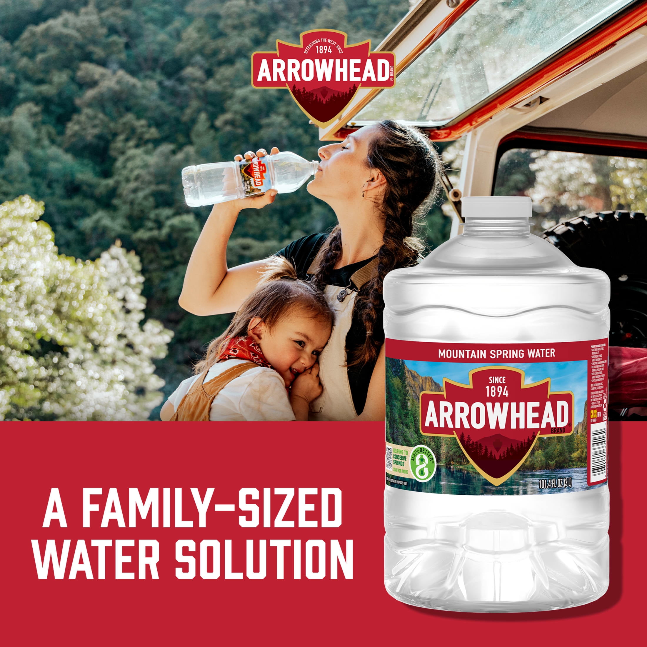 Arrowhead Mountain Spring Water, 3 Liter, Single Plastic Jug