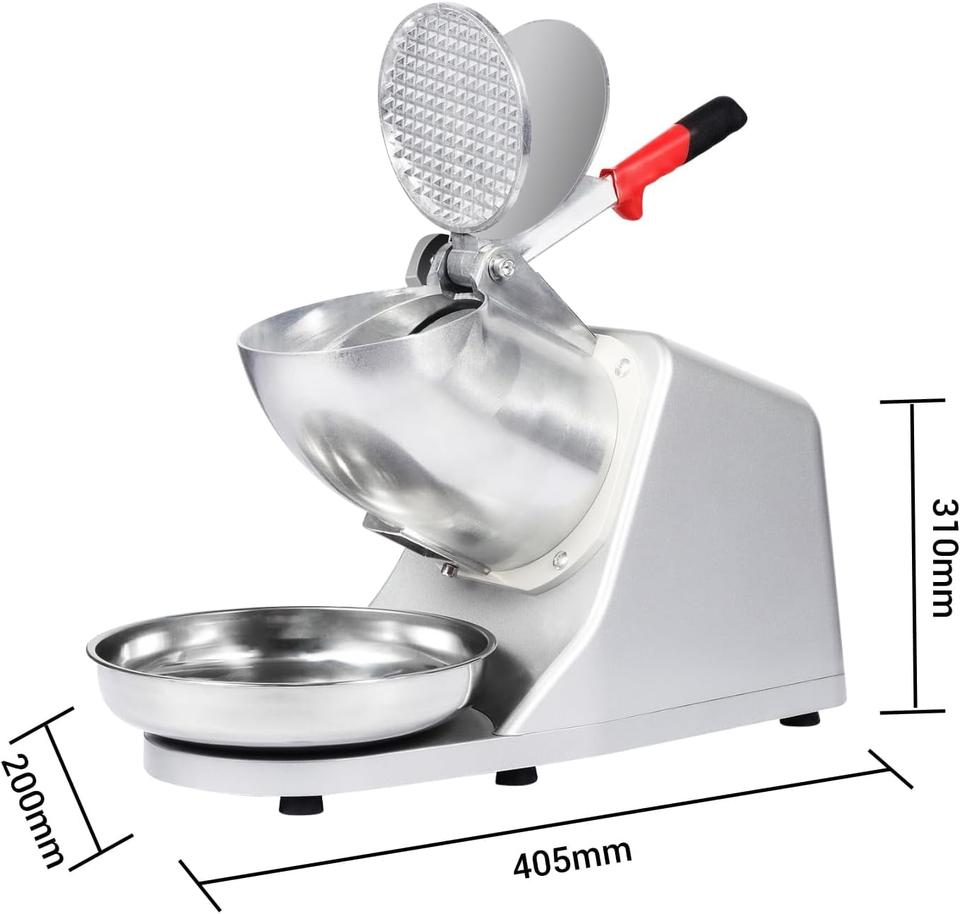 Electric Shaved Ice Machine, Ice Crusher Shaver with 2 Blades, Snow Cone Machine for Home Kitchen or Commercial Use, Featuring Dual Splash Prevention High Speed