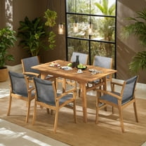 Yardi Yarda Set of 2 Patio Dining Chairs, Patio Dining Chair with Breathable Fabric and Acacia Wood Frame for Outdoor as Yard, Gray