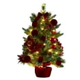 thumbnail image 2 of 23in Tabletop Christmas Tree with Pine Cones Ornaments,Artificial Christmas Tree with Ribbon Bows,Ball Decorations for Holiday Party,Home Office Desk Decor,Christmas Decorations Supplies(with light), 2 of 5