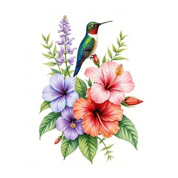 Diamond Art Kit for Adults, Hummingbird Flowers Colorful Bouquet Diamond Painting for Adults Beginners, DIY Diamond Art Painting Kits, 5D Diamond Painting Crafts for Home Decor 12x16 Frameless