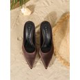 thumbnail image 3 of On feet & in love Women's Satin Pointed Toe Stiletto Mules - Slip-on Backless Dress Heels Brown, 3 of 6