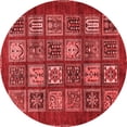 thumbnail image 1 of Ahgly Company Indoor Round Abstract Red Modern Area Rugs, 3' Round, 1 of 4