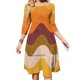 thumbnail image 1 of Vestido abstracto n.º 14 con escote cuadrado, nuevo vestido elegante de talla grande para mujer, vestido ceñido a la cintura, estilo retro vintage moderno y abstracto de los años 70 de Gigi Rosado, 1 of 6