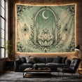 thumbnail image 6 of Layered Lotus and Crescent Moon Arch with Botanical Scrolls, Serene Vintage for Boho Decor Lovers, Botanical Wall Art, Housewarming Gift Tapestry Wall Hanging for Living Room and Bedroom, 6 of 7