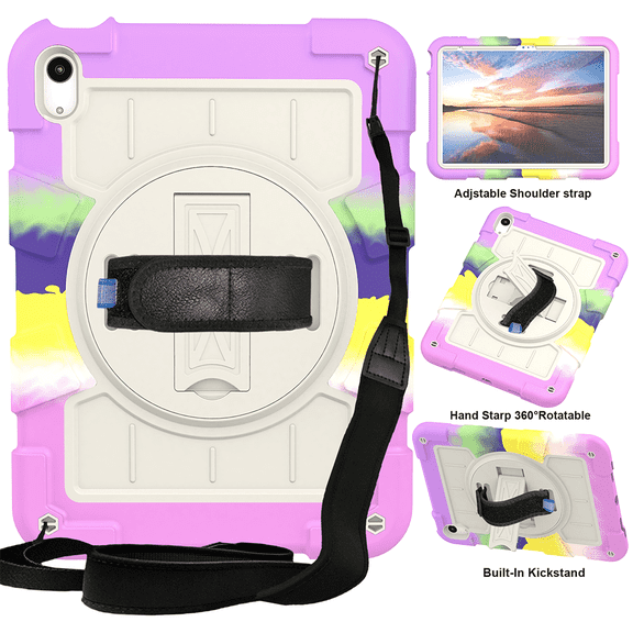 For iPad (A16) 11th Generation 11 inch 2025 Shockproof Heavy Duty Stand Case with Strap