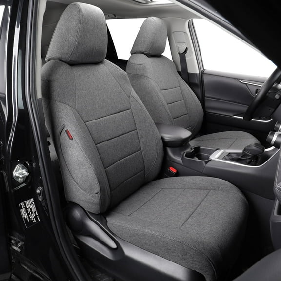coverdream Rav4 Cloth Seat Covers Full Set for 2019-2024 2025 Toyota Rav4 LE,XLE,XLE Premium,Limited SUV - Washable Polyester(Gray,Full Set)