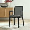 thumbnail image 2 of Side Dining Chair Armchair, Gray, Fabric, Wood, Rattan, Bar Pub Cafe Bistro Dining Kitchen Hospitality Restaurant, Modern Contemporary, HB37086, 2 of 9
