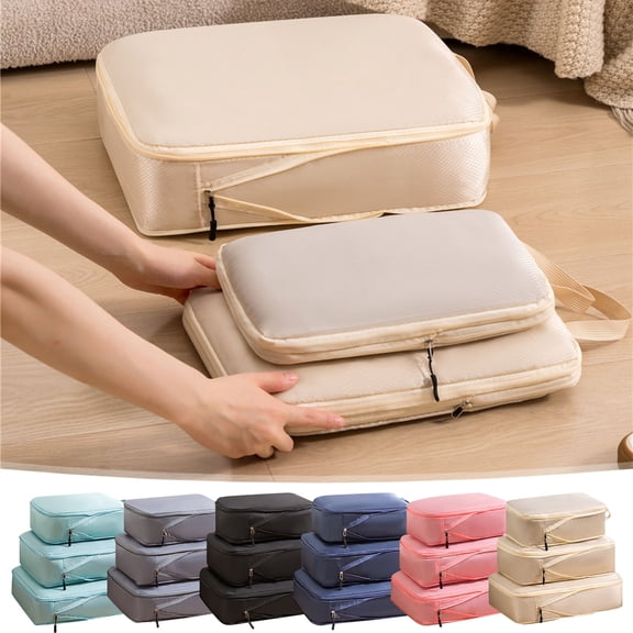Travel Clothes Organizer Bag | Portable Luggage Storage Set | Packing Cubes, Multipurpose Travel Organizer, Lightweight Cloth Material, Multicolor | 3-Piece Set