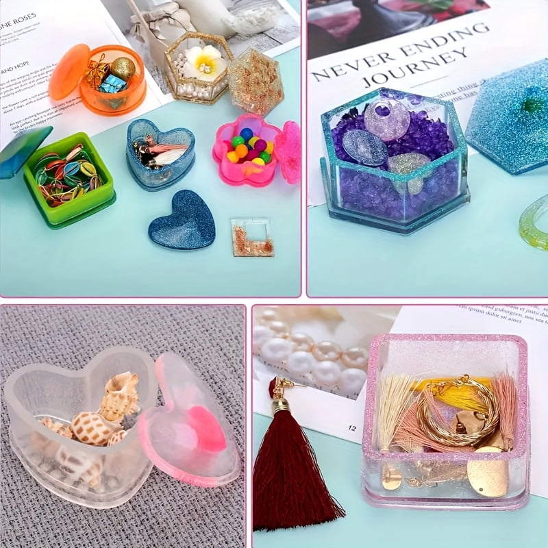 10pcs Resin Silicone Mold Large Resin Hexagon, Heart, Square, Cylindrical Circular Coaster Casting Mold Epoxy Resin Art Mold For Storage Ornaments Coaster Pen Holder Jewelry Making Home Decor