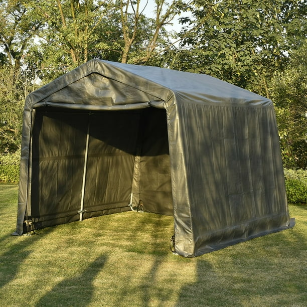 Outdoor 10x10x8FT Carport Canopy Tent Car Storage Shelter Garage w/ Sidewall Grey