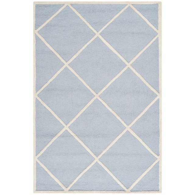 Safavieh Cambridge Collection CAM136A Handmade Moroccan Geometric Light Blue and Ivory Premium Wool Area Rug (6' x 9')