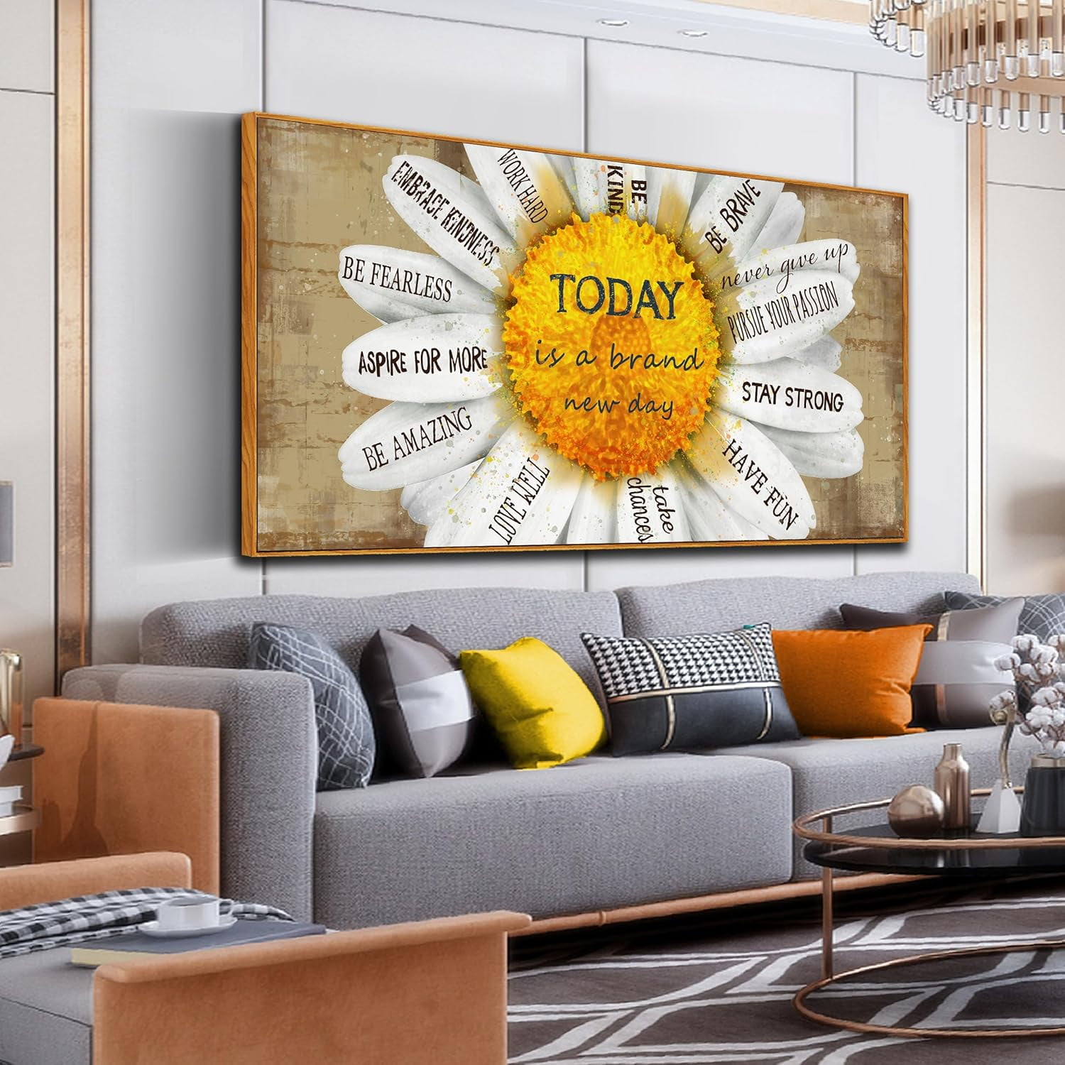 AatoeaX Blue Canvas Wall Art Living Room-Family Means Love Wall
