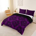thumbnail image 2 of Homewish Purple Damask Flower Duvet Cover Queen,Vintage Halloween Bat Queen Bedding,Purple Black,Black Reversible,3-Piece,1 Duvet Cover and 2 Pillowcases, 2 of 6