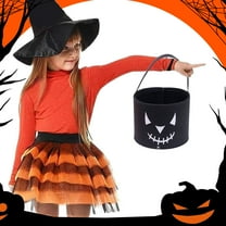 Halloween Trick or Treat Bags Pumpkin Candy Bucket Reusable Canvas Bag Best Halloween Party Gifts for Kids Halloween Bucket Large,Black