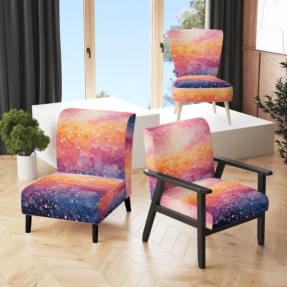 Designart "Horizon in Blush I" Pink Abstract Landscape Upholstered Accent Chair - Modern Arm Chair For Living Room