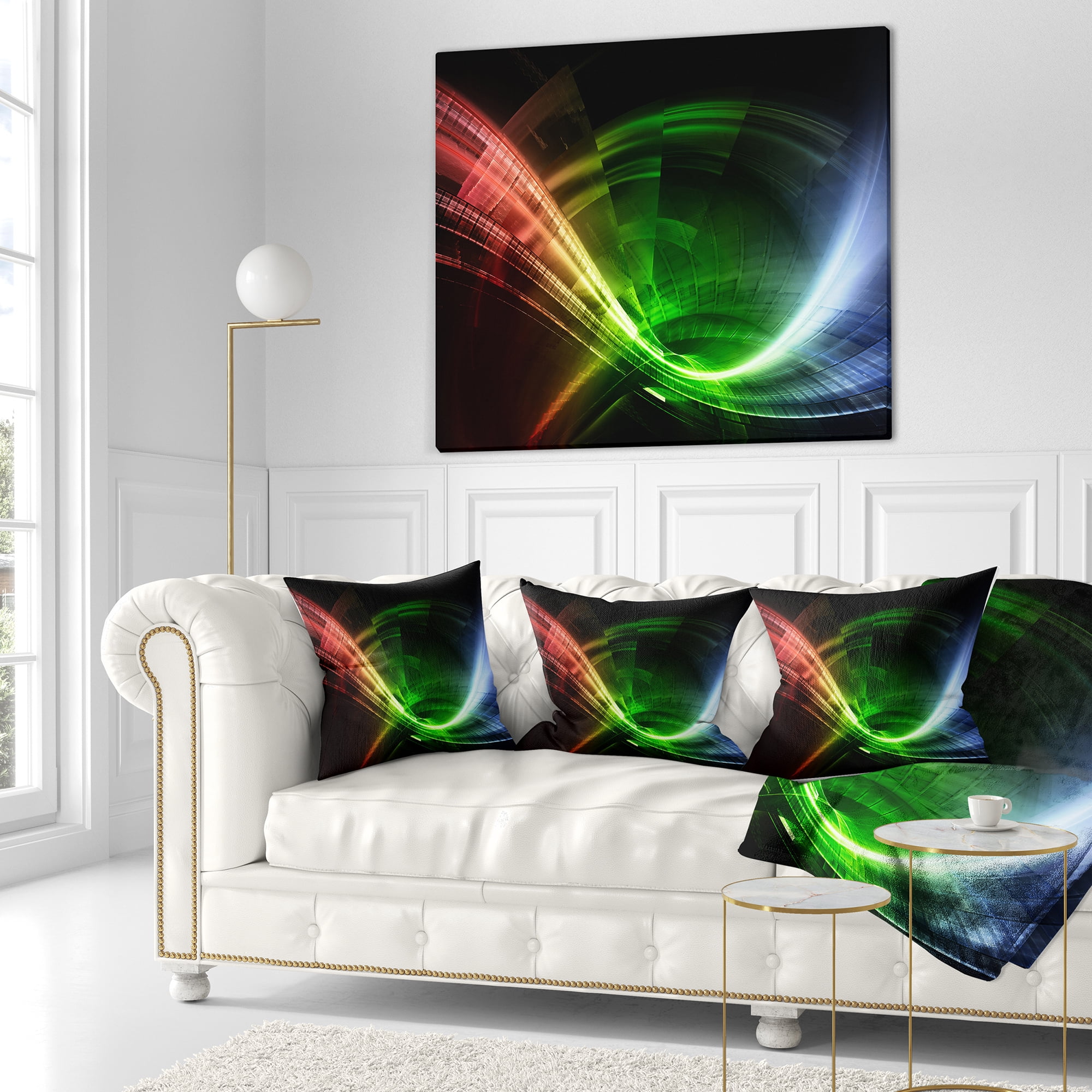 Designart Fractal 3D Colorful Tunnel - Contemporary Throw Pillow - 18x18
