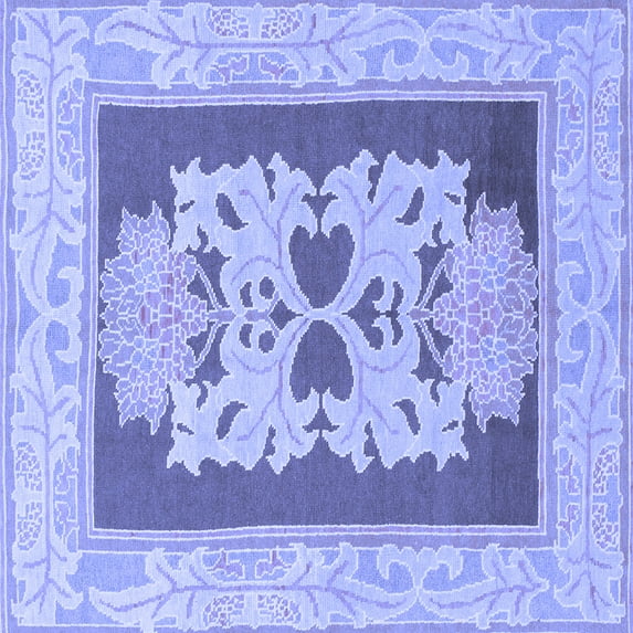 Ahgly Company Indoor Square Abstract Blue Modern Area Rugs, 8' Square