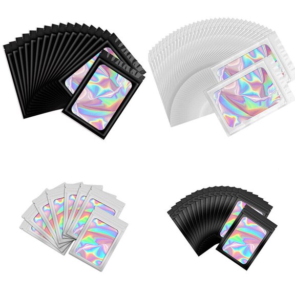 US 100-200 Pcs Smell Proof Mylar Bag Holographic Resealable Foil Pouch 4x6''
