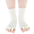 thumbnail image 2 of Hithop Yoga Five Comfy Toes Foot Alignment Socks Toe Spacer Relaxing (White, 1 Pair), 2 of 2