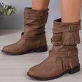 thumbnail image 5 of POROPL Womens Boots Ankle Flat Buckletassel Shoes,Boots for Women Size 6, 5 of 7