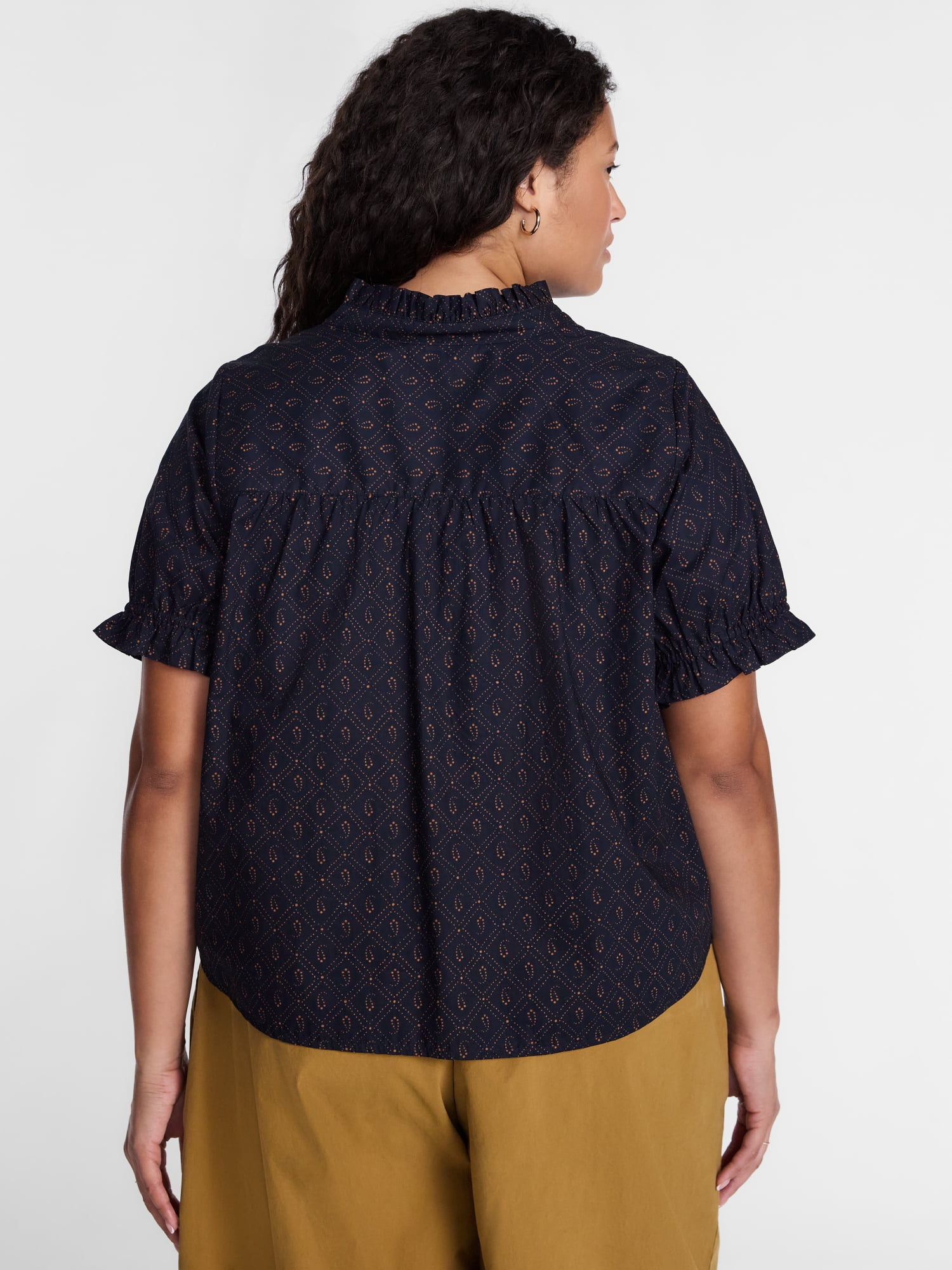 Terra and Sky Women's Plus Ruffle Neck Blouse, Sizes 0X - 5X