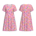 thumbnail image 3 of Bixox Robe d'Été à Manches Courtes pour Femmes Robe Ample Longueur Genou avec Poches-Beigne, 3 of 7