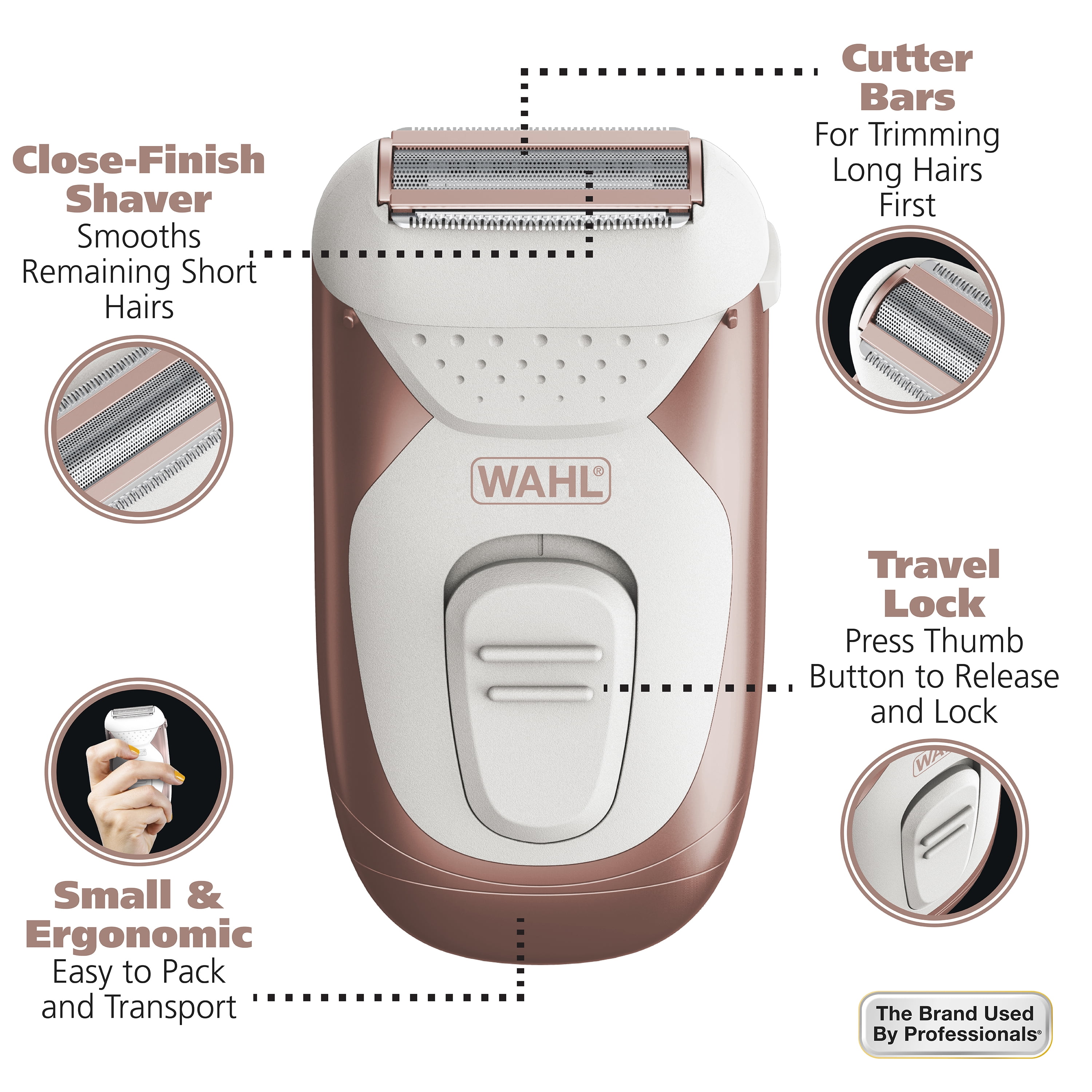 Wahl Smooth Confidence, Ladies Waterproof, Battery Shaver Female, 7067