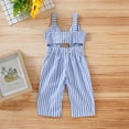 thumbnail image 3 of Kids Baby Girl Clothes Blue Striped Overalls Pants Outfits Baby Girl Strap Jumpsuit Halter Bodysuit 2-3T, 3 of 7
