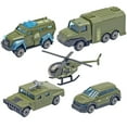 thumbnail image 2 of Military Vehicle Toy Set, 5 Pack Army Vehicles with Helicopter, Kids Pull Back Tactical Truck SUV and Transport Van, Mini Combat Play Collection, 2 of 6