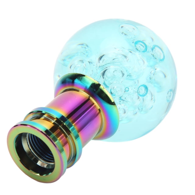 Gear Knob, Round Ball Acrylic Unique Easy Installation Gear Lever Head With 3 Adapter For Car Light Blue