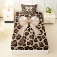 thumbnail image 3 of Erosebridal Chic Leopard Print Twin Sheet Sets,Light Brown Bowknot Print Bedding For Bow Lovers 3pcs, 3 of 6