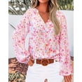 thumbnail image 7 of BTFBM Blouses for Women Dressy Casual Floral Summer Boho Tops V Neck Lightweight Long Sleeve Shirts Spring Clothes, 7 of 7