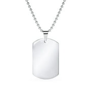 Bling Jewelry Mens Large Military Army Dog Tag Pendant Necklace Stainless Steel 24" Ball Chain