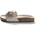 thumbnail image 3 of Roxoni Women Comfort Sandals Ribbon Bow Top EVA Flat Slides Footbed Suede with Arch Support Non-Slip, 3 of 5