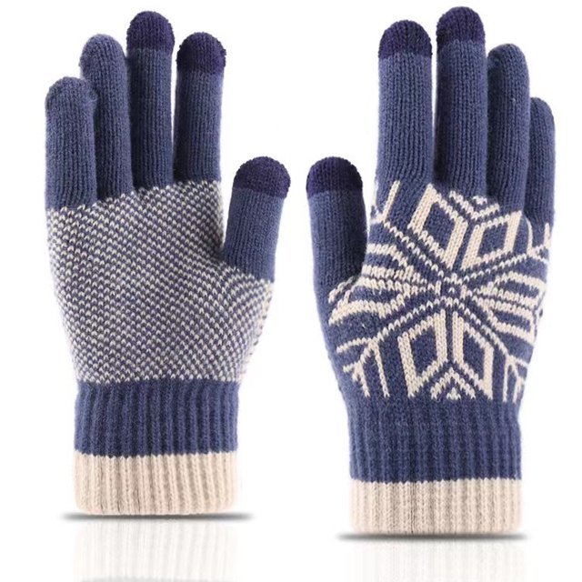 2 Pairs Warm Gloves Winter Touchscreen Gloves Womens Mittens Thick Knit Gloves Men